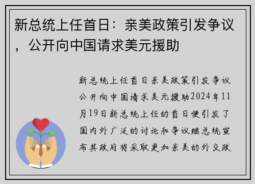 新总统上任首日：亲美政策引发争议，公开向中国请求美元援助